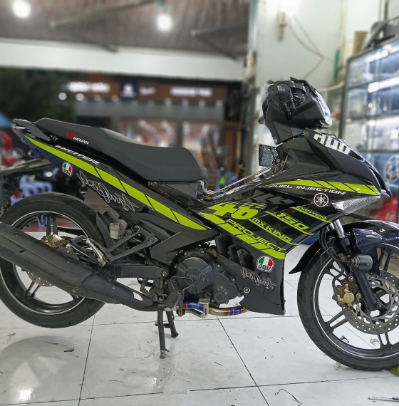 tem trùm ex 150 đen xanh 